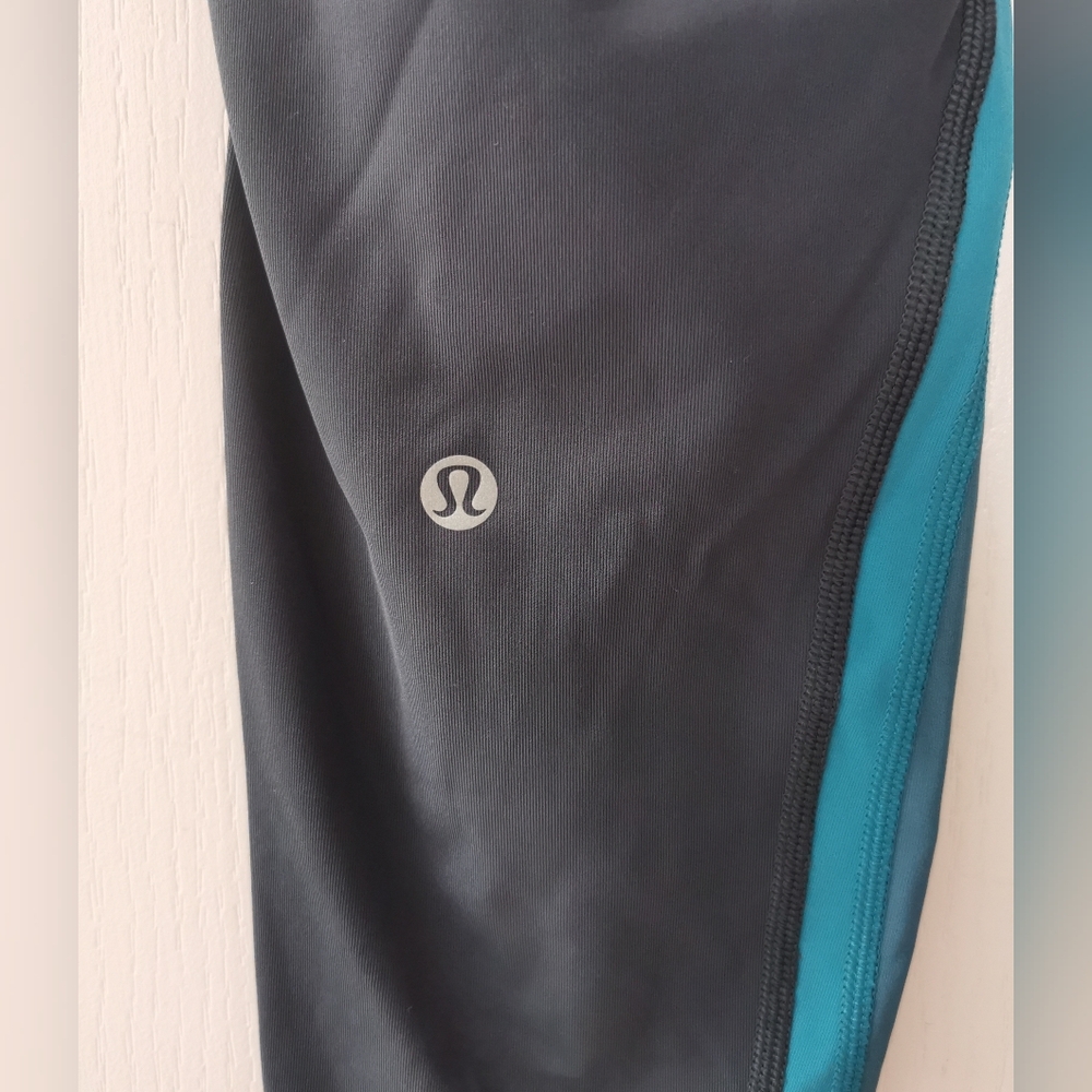 Athletic Colorblock Leggings with Side Pocket - Teal/Charcoal - Picture 11 of 12